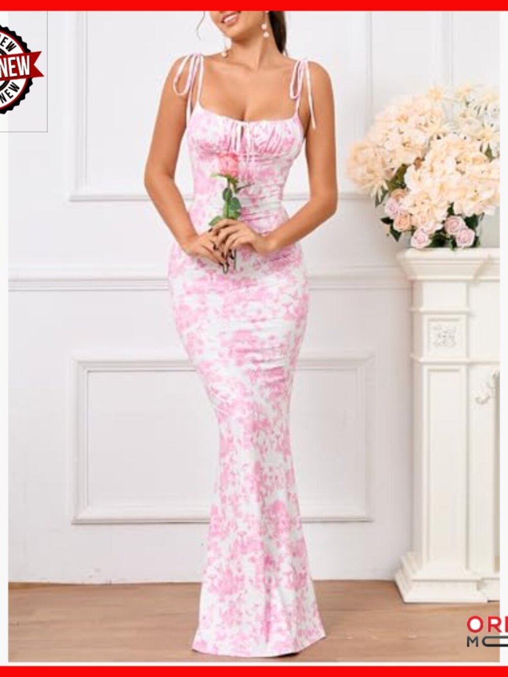 Floral Maxi Dress Spaghetti Strap Bodycon Wedding Guest Summer - Picture 4 of 7